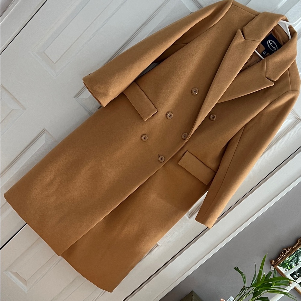 Scoop Camel Double Breasted Long Tailored Coat - Size M - NWT - Picture 3 of 16